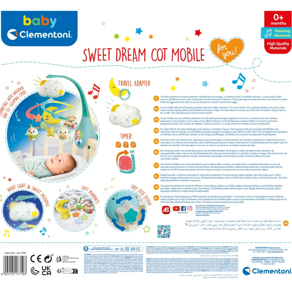 Baby Clementoni Sweet And Dream Cot Mobile, Giostrina Culla O Lettino