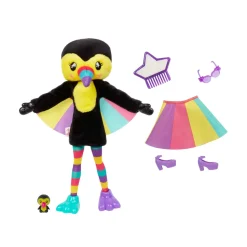 Barbie Barbie Cutie Reveal Tucano, Serie Amici Della Giungla, Bambola Con Costume Da Tucano Di Peluche E 10 Sorprese Con Tecnologia Cambia Colore, Giocattolo Per Bambini, 3+ Anni, Hkr00