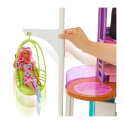 Barbie Casa Di Malibu (106 Cm) Playset Casa Delle Bambole Con 2 Piani, 6 Stanze, Ascensore, Altalena E +30 Accessori, Giocattolo Per Bambini 3+ Anni