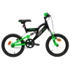 Bicicletta 16" Luxury Dallo Stile Sportivo Nero E Verde Sistema A 2 Freni V-Brake Struttura In Acciaio Adatta Per Bambini Dai 8-12 Anni