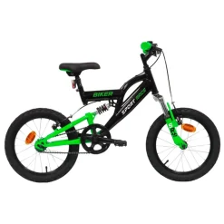 Bicicletta 16" Luxury Dallo Stile Sportivo Nero E Verde Sistema A 2 Freni V-Brake Struttura In Acciaio Adatta Per Bambini Dai 8-12 Anni