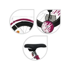 Bicicletta 16" Luxury Dallo Stile Sportivo Magenta Sistema A 2 Freni V-Brake Struttura In Acciaio Adatta Per Bambini Dai 8-12 Anni