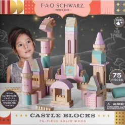 Castello Di Mattoncini In Legno Colorati Da 75 Pezzi