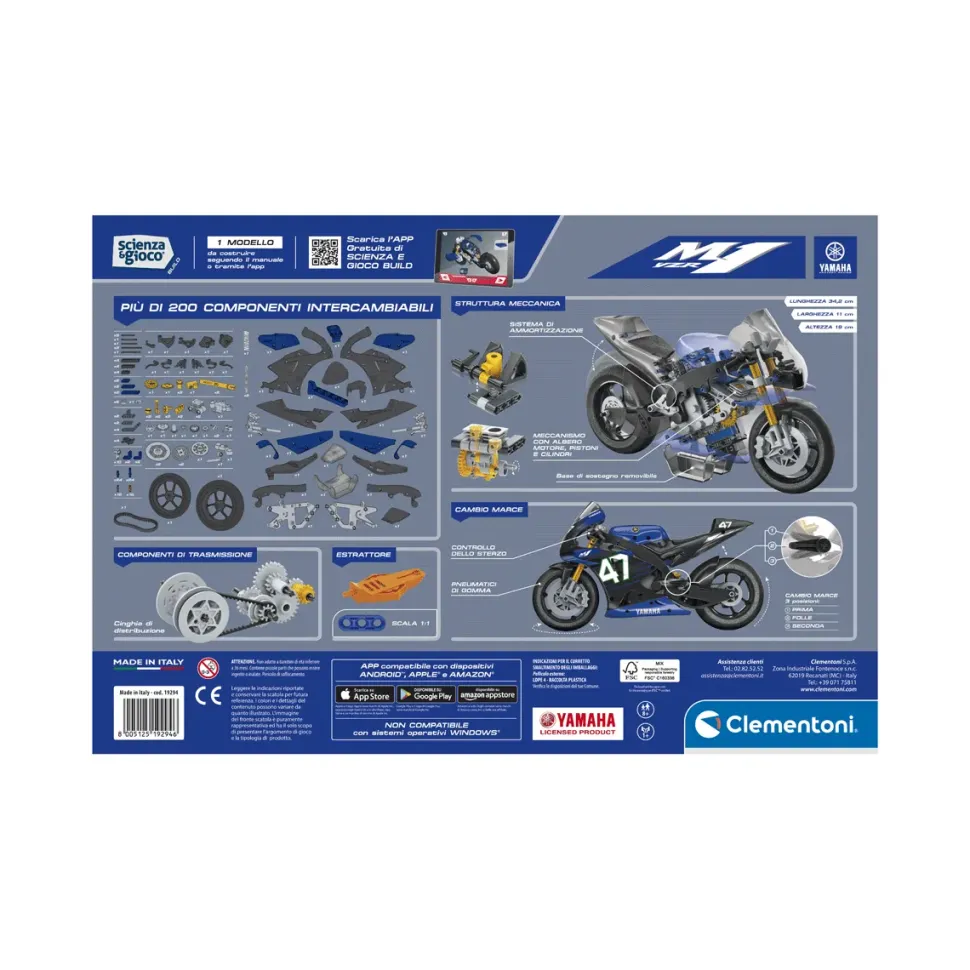 Clementoni Scienza E Gioco Build Moto Yamaha M1, Set Costruzioni