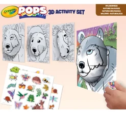 Crayola Pops 3D Activity Set Lupo E Natura Selvaggia Colora E Crea Disegni Tridimensionali