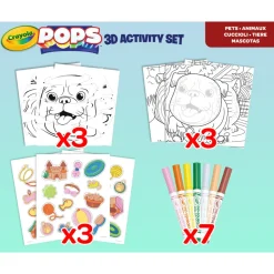Crayola Pops 3D Activity Set Cuccioli 3 Soggetti Colora E Crea Disegni Tridimensionali