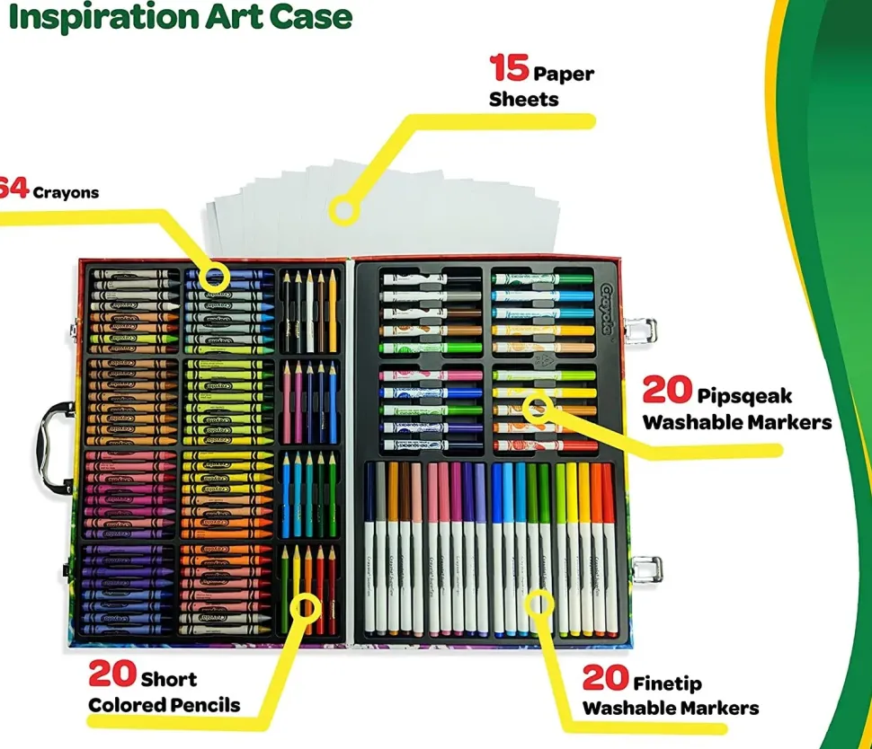 Crayola Valigetta Colori Arcobaleno Kit Creativo Con 140 Pezzi Assortiti, Eta Consigliata: 5-10 Anni