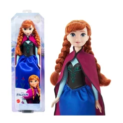 Disney Frozen Anna, Bambola Con Abito Elegante E Accessori Ispirati Al Film Dsney Frozen 1, Giocattolo Per Bambini, 3+ Anni, Hlw49