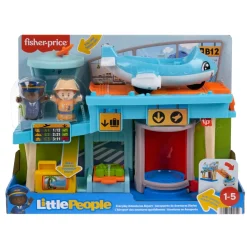 Fisher-Price Little People Avventure In Aeroporto, Playset Con Nastro Trasportatore Dei Bagagli, Include 1 Aereo, 2 Personaggi E Bagagli