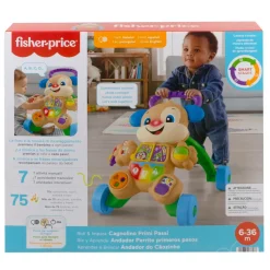 Fisher-Price Ridi & Impara Cagnolino Primi Passi Edizione Multilingue, Giocattolo Musicale Per Camminare; Per Neonati E Bambini Piccoli Da 6 A 36 Mesi