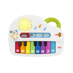 Fisher-Price Ridi & Impara Pianoforte Di Cagnolino Edizione Multilingue, Pianoforte Giocattolo Portatile Con Contenuti Educativi Per Bambini Dai 6 Ai 36 Mesi