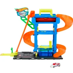 Hot Wheels Autolavaggio Con Tunnel, Playset Con Pista E Tunnel Che Spruzza Acqua, Include 1 Veicolo