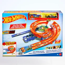 Hot Wheels Pista A Spirale, Playset Con Lanciatori, Salto Nel Vuoto E Zona Di Collisione, Include 2 Macchinine