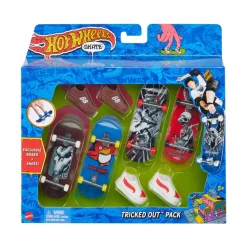 Hot Wheels Skate Multi-Pack Assortimento Tony Hawk, Set Con 4 Fingerboard Assemblate E 2 Paia Di Scarpe Da Skate Rimovibili E In Stili Diversi, 5+ Anni, Hgt84