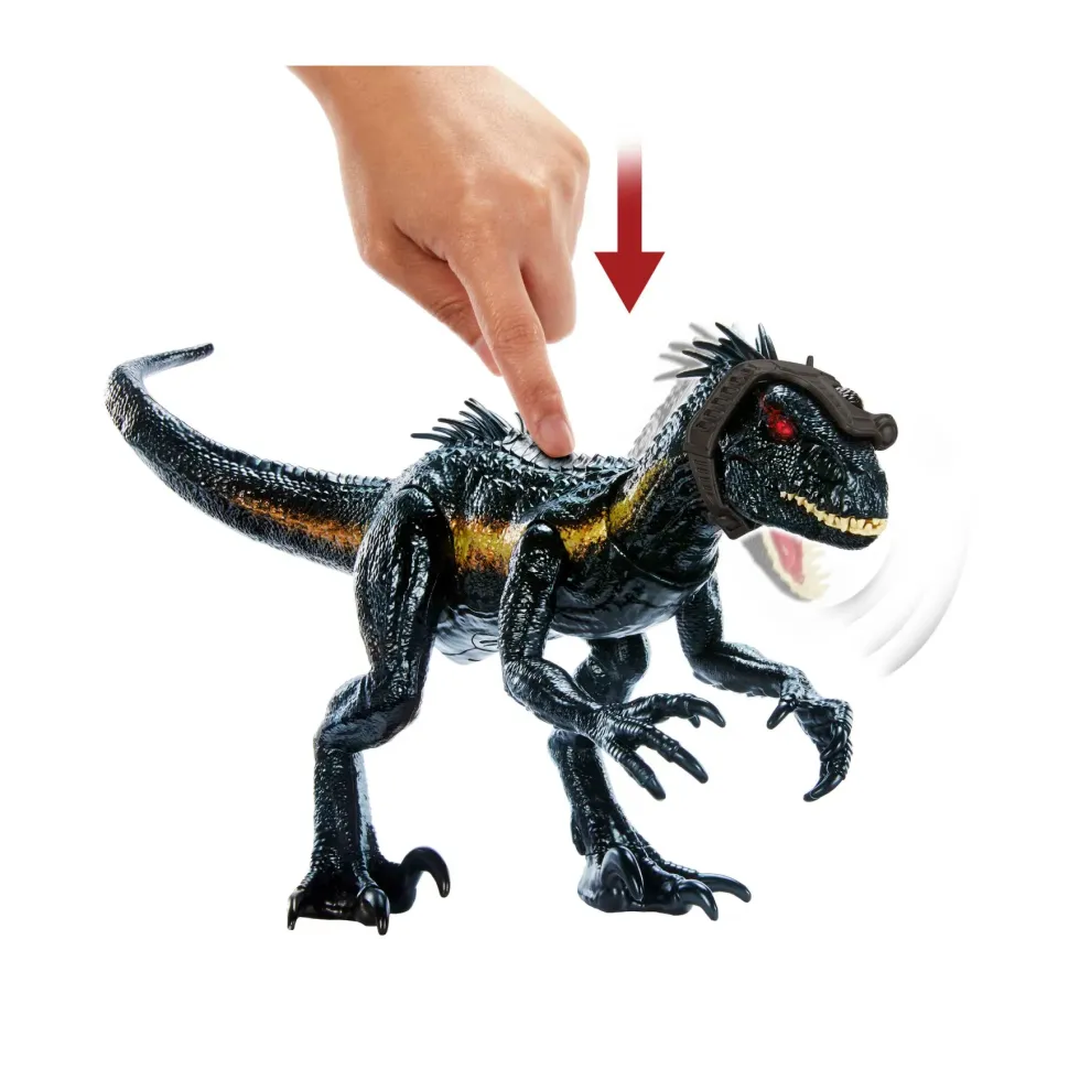 Jurassic World Indoraptor Cerca E Attacca, Funzionalita Di Attacco Specifiche, Luci E Suoni E Azione Graffiante, Giocattolo Per Bambini, 4+ Anni, Hky11