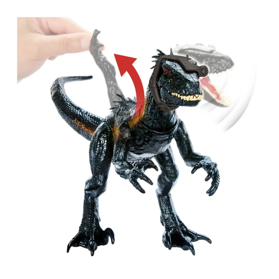 Jurassic World Indoraptor Cerca E Attacca, Funzionalita Di Attacco Specifiche, Luci E Suoni E Azione Graffiante, Giocattolo Per Bambini, 4+ Anni, Hky11