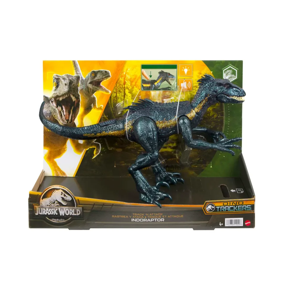 Jurassic World Indoraptor Cerca E Attacca, Funzionalita Di Attacco Specifiche, Luci E Suoni E Azione Graffiante, Giocattolo Per Bambini, 4+ Anni, Hky11