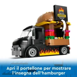 Lego City 60404 Furgone Degli Hamburger Giocattolo, Veicolo Per Bambini 5+ Anni, Camion Food Truck Con Accessori E 2 Minifigure