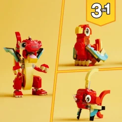 Lego Creator 31145 3In1 Drago Rosso, Giochi Per Bambini Di 6+ Anni, Action Figure Ricostruibile In Pesce E Fenice Giocattolo