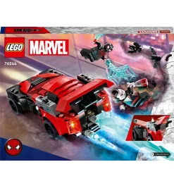 Lego Marvel 76244 Miles Morales Vs. Morbius, Spider-Man Giocattolo Per Bambini Con Macchina Da Corsa E Minifigure Di Spidey