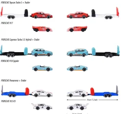 Majorette- Porsche Race Trailer Set, Auto Con Rimorchio