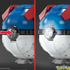 Mega Pokemon Mega Ball Gigante, Set Da Costruire Con 299 Pezzi E Luci, Pulsante Centrale Si Illumina E Lampeggia