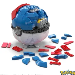 Mega Pokemon Mega Ball Gigante, Set Da Costruire Con 299 Pezzi E Luci, Pulsante Centrale Si Illumina E Lampeggia