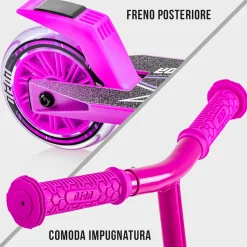Monopattino Neon Vector Regolabile In Altezza, Antiscivolo, Con Luci Led Da 100 Mm E Massimo Supportato 60 Kg- Per Bambini Dai 5 Ai 9 Anni- Disponibile In Diverse Varianti