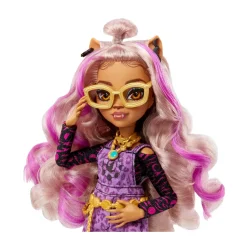 Monster High Clawdeen, Bambola Con Accessori E Gattino, Snodata E Alla Moda Con Capelli Con Ciocche Viola, Giocattolo Per Bambini, 4+ Anni, Hhk52