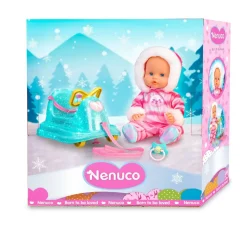 Nenuco E La Sua Slitta, Bambola 35 Cm, Con Slitta Trainabile, Il Nasino Diventa Rosso Con Il Freddo