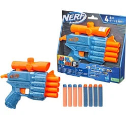 Nerf Elite 2.0, Blaster Prospect Qs-4, 8 Dardi Originali Nerf Elite, Blaster A 4 Dardi, Mirino Telescopico Fisso