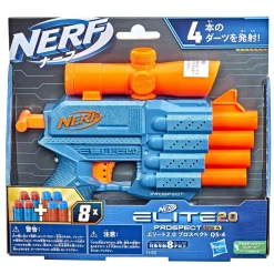 Nerf Elite 2.0, Blaster Prospect Qs-4, 8 Dardi Originali Nerf Elite, Blaster A 4 Dardi, Mirino Telescopico Fisso