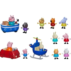 Peppa Pig, Parti Con Peppa!, Giocattolo Per Eta Prescolare, Set Da 15 Pezzi Che Include 12 Action Figure E 3 Veicoli, Dai 3 Anni In Su
