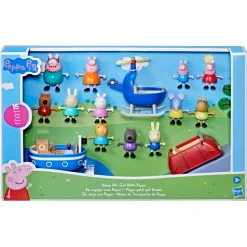 Peppa Pig, Parti Con Peppa!, Giocattolo Per Eta Prescolare, Set Da 15 Pezzi Che Include 12 Action Figure E 3 Veicoli, Dai 3 Anni In Su