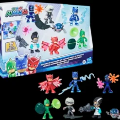 Pj Masks Super Pigiamini, Eroi E Cattivi, Set Da 7 Personaggi E 10 Accessori