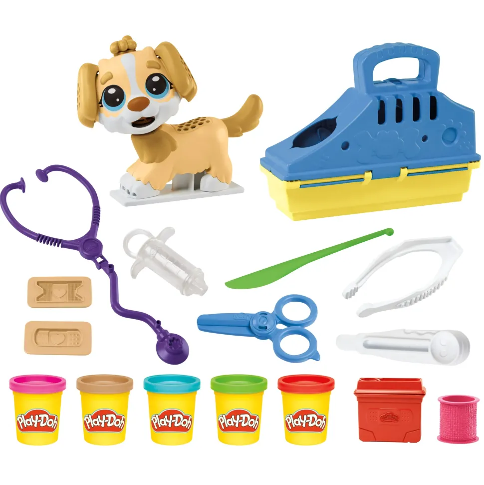 Play-Doh Set Da Veterinario, Playset Con 10 Strumenti E 5 Colori Di Pasta Da Modellare Atossica, Cane Giocattolo Per Bambini Dai 3 Anni In Su