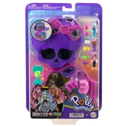 Polly Pocket Monster High Set Mostramiche, Playset Scuola Superiore Con 3 Micro Bambole Monster High E 10 Accessori Da Paura Inclusi