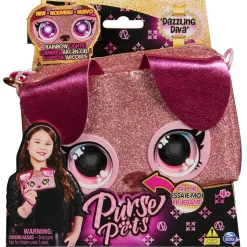 Purse Pets, Mini Borsetta Rosa Con Occhi Arcobaleno Che Si Illuminano, Giocattoli Per Bambine Dai 4 Anni In Su