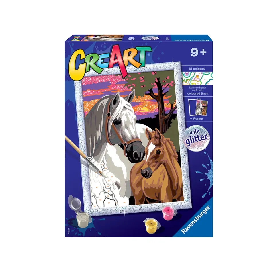 Ravensburger Creart Per Bambini, Kit Per Dipingere Con I Numeri, 9+, Serie D, Cavalli Al Tramonto