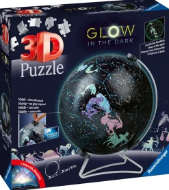 Ravensburger 3D Puzzle Globo Glow In The Dark Costellazioni, Impara Al Geografia In Inglese, 180 Pezzi, 6+ Anni