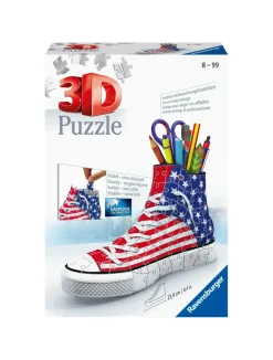 Ravensburger 3D Puzzle Portapenne Sneaker Usa Flag Edition, 108 Pezzi, 8+ Anni