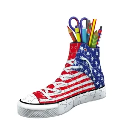 Ravensburger 3D Puzzle Portapenne Sneaker Usa Flag Edition, 108 Pezzi, 8+ Anni