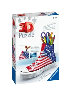 Ravensburger 3D Puzzle Portapenne Sneaker Usa Flag Edition, 108 Pezzi, 8+ Anni