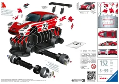 Ravensburger 3D Puzzle Porsche 911 Gt3 Cup Salzburg , 108 Pezzi, 10+ Anni