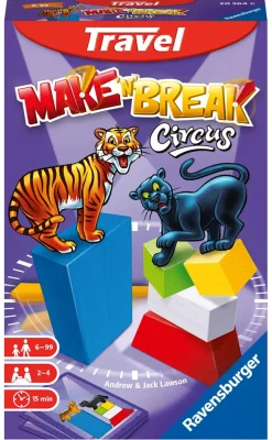 Ravensburger Make'N'Break Circus Travel, Gioco Da Tavolo Tascabile, 2-4 Giocatori, 8+ Anni