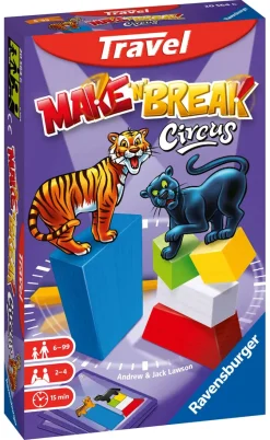Ravensburger Make'N'Break Circus Travel, Gioco Da Tavolo Tascabile, 2-4 Giocatori, 8+ Anni