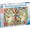 Ravensburger Puzzle Mappamondo Flora E Fauna, 3000 Pezzi, Puzzle Adulti