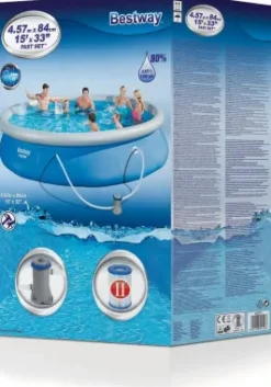 Set Piscina Gonfiabile Bestway® Fast Set Forma Rotonda 4.57 M X 84 Cm